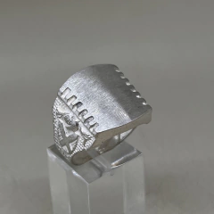 Anillo sello de Caballero Escudo Heráldicio en plata 925 para iniciales PB.PB