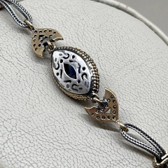 Pulsera Roseta en Plata 925 Marquesa Zafiro Azul y cubics Bizantina en internet