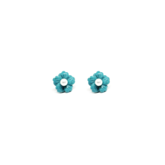 brinco de flor de turquesa infantil