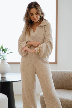 Imagem do conjunto tricot flame rayon gola polo - marinho