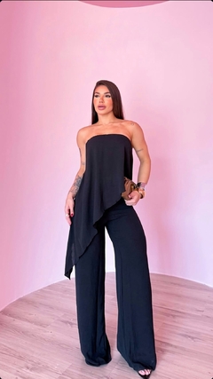 Macacão longo bata assimétrico preto - comprar online