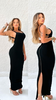 Vestido longo ziper preto