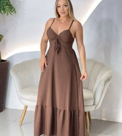 Vestido longo alcinha marrom - comprar online