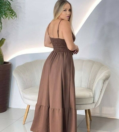 Vestido longo alcinha marrom na internet