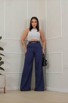 Calça Pantalona alfaiataria - azul marinho