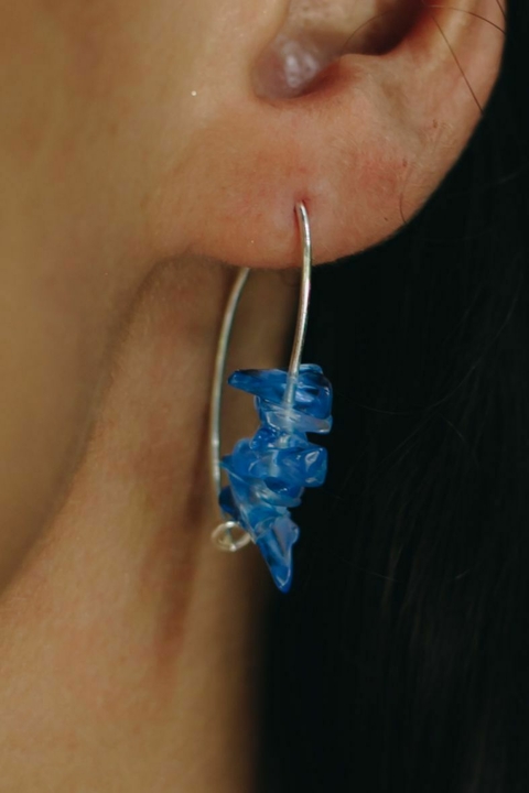 Brinco Gancho Cristal Azul