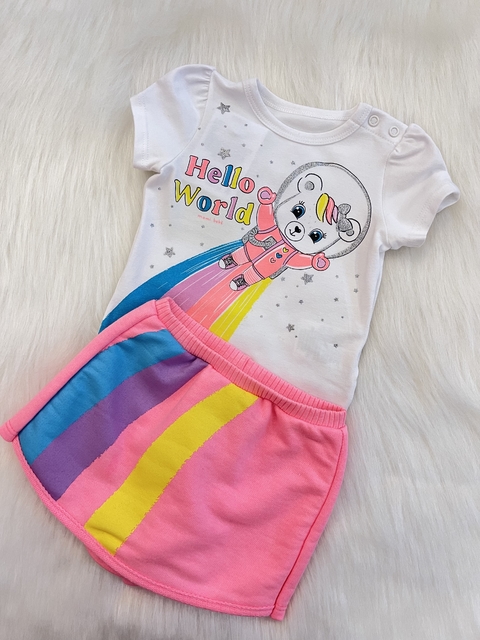 Conjunto Hello c short saia - Momi