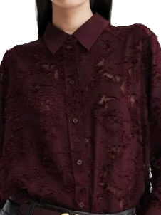 Camisa de seda con textura y transparencia - Luisiana Boutique