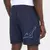 Bermuda Mizuno Run Easy na cor azul escuro, vista posterior, com detalhe em azul claro na lateral.