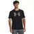 Camiseta preta da Under Armour com logo grande em destaque na frente, modelo masculino.
