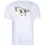 Camiseta branca com logotipo dourado da New Era na frente.