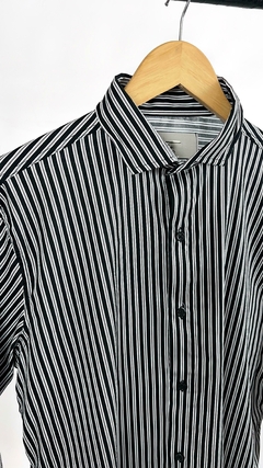 Camisa Italiana Rayas Negras con Grises y Blancas - ESFR - comprar online