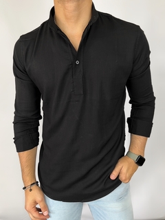 Camisola de lino Mangas Largas Negra ESF