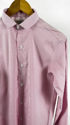 Camisa Italiana Rayas Rosas Finas