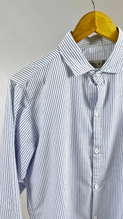 Camisa Italiana Rayas Celeste - comprar online
