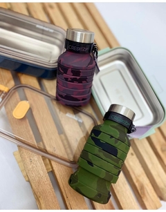 BOTELLA PLEGABLE SILICONA CON TAPA DE ALUMINIO en internet