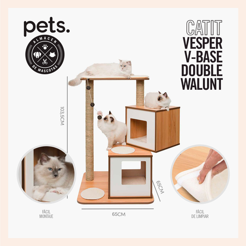 CATIT VESPER V-BASE DOUBLE WALNUT - 65 X 65 X 103,5 CM