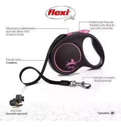 CORREA FLEXI BLACK DESING CINTA MEDIUM 5M ROSA 25 KG - pets