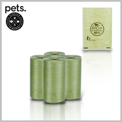 BOLSITA PLASTICA 4 ROLLOS DE 20 PIEZAS VERDE 80% MATERIAL RECICLADO - comprar online