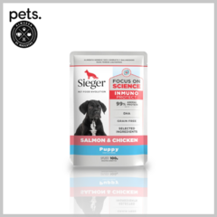SOBRE SIEGER INMUNO PUPPY SALMON Y POLLO WET 100 GR. - comprar online