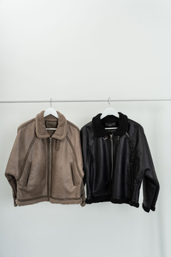 Gamulan oversize simil cuero y corderito - tienda online