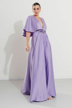 VESTIDO DE CREPE DE SEDA BRETELES DIFERENTES