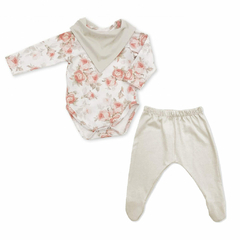 SET PILIM M/L BEBA BODY Y MEDIO OSITO BANDANA ESTAMPADO ALGODON (PI1619)