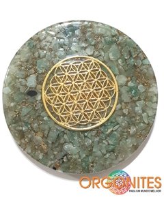 Porta Copos de Orgonite Flor da Vida com Quartzo Verde e Agua Marinha