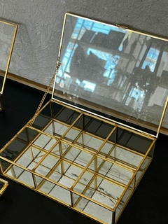ORGANIZADOR ALHAJERO ESPEJADO DORADO 20X15X5CM
