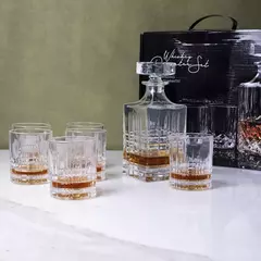 SET X 4 VASOS DE WHISKY Y BOTELLON - Gruya Objetos