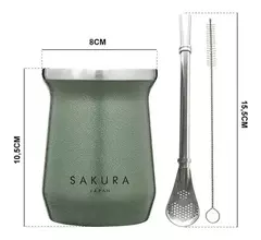 Mate Osaka Sakura con Bombilla y Limpiador - Gruya Objetos