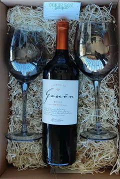 BOX 2 Copas Vino Mirror + Vino + Caja con packaging