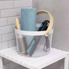 CANASTA NÓRDICA REDONDA 25CM C/ MANGO MADERA