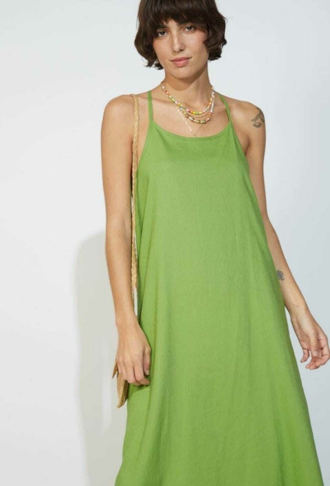 Vestido Lino Liviano Verde - Ver -
