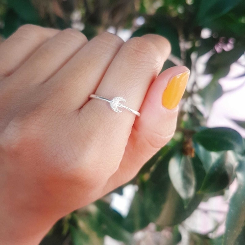 Anel mini lua - Zirconia Cravejada