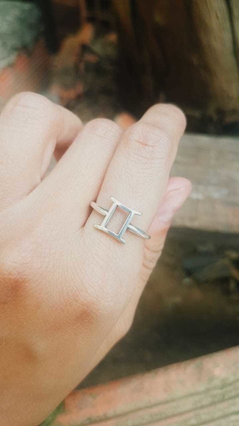 anel signo gêmeos em prata 925