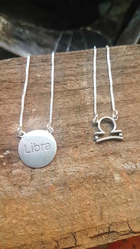 escapulario signo libra em prata envelhecida