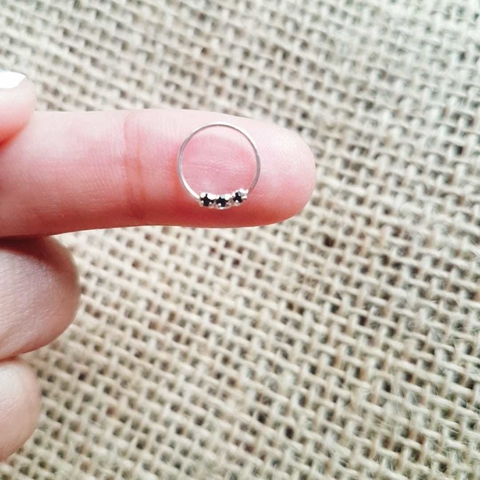 Piercing trio star - Zirconia preta