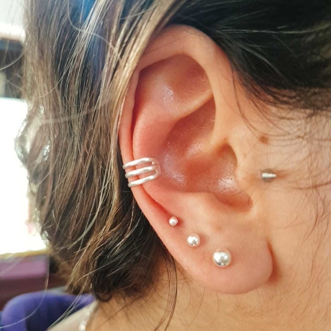 Brinco Trio bolinha de prata