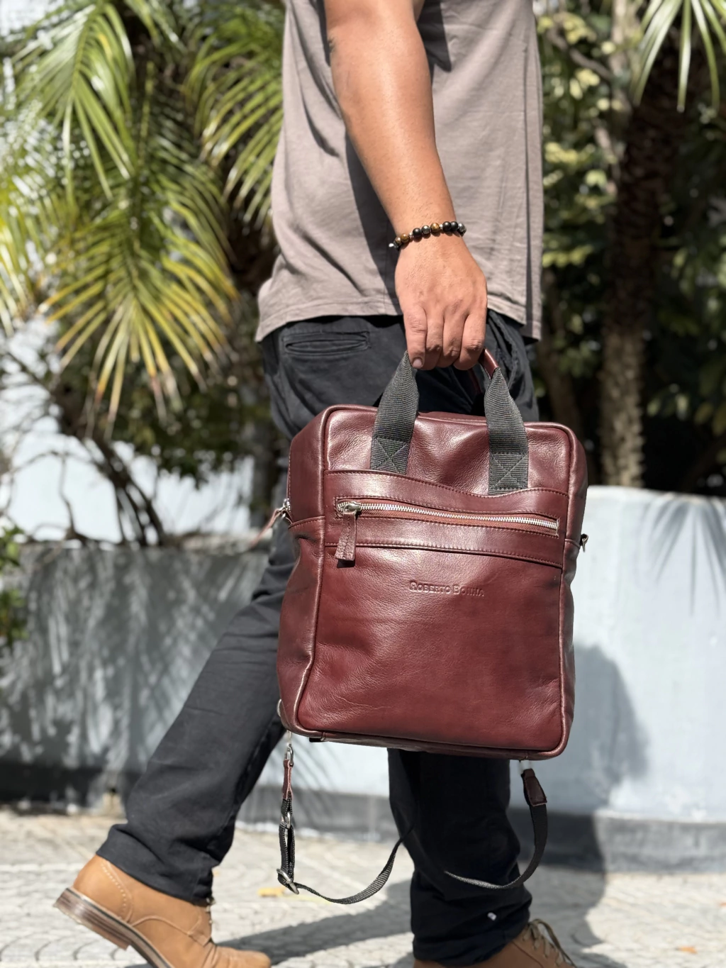 Mochila De Cuero Nogal