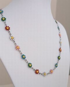 cadena flores esmaltadas colores - comprar online