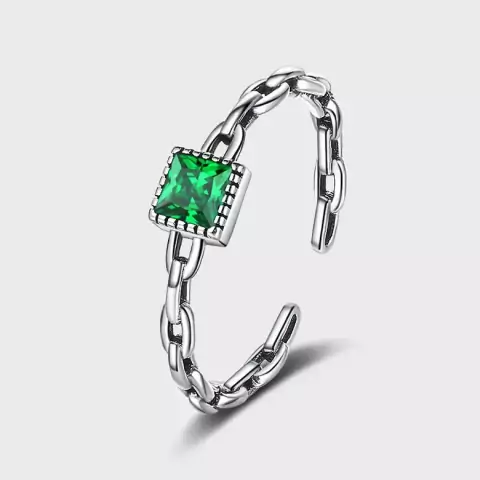 Anillo verde PLATA