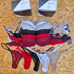 CONJUNTO ARMADO DE ENCAJE CON LESS REGULABLE LINEA GREVIEN ART 1070 TALLES SURTIDOS 85-90-95-100 - comprar online