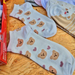 Imagen de SOQUETES DE DAMA ESTAMPADOS ALGODON LYCRA LINEA ELEMENTO ART. 101 BOX TALLE UNICO