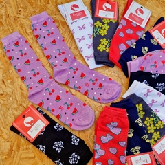 MEDIAS DE DAMA ALGODÓN LYCRA ESTAMPADAS - LÍNEA ELEFANTE - ART. E2028 - TALLE ÚNICO (X DOCENA) en internet