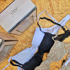 CONJUNTO TAZA SOFT PUSH DE PUNTILLA LESS TUL REGULABLES LINEA LODY ART. 5248 TALLES DISPONIBLES 85-90-95-100 (X MAYOR)