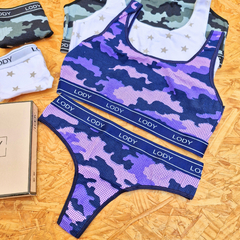 CONJUNTO DEPORTIVO TOP Y LESS ESTAMPADO ALGODON LYCRA LINEA LODY ART. 5331-5332 TALLES DISPONIBLES 85 - 90 - 95 - 100 - 105- 110 - (X MAYOR)