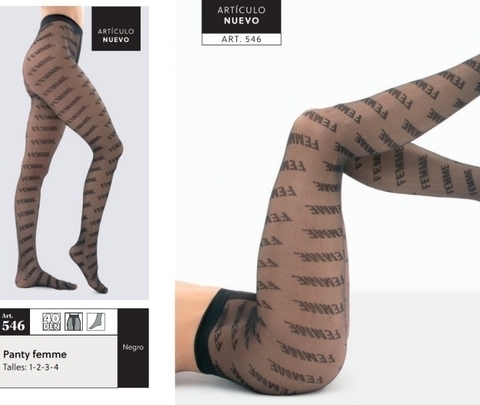 PANTY FANTASIA LINEA COCOT ART: 546 ESTAMPA "FEMME" TALLES (1-2-3-4) COLOR NEGRO ( X MAYOR ) - comprar online