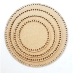 Base Redonda ou Quadrada para Fio de Malha Crochê MDF Cru