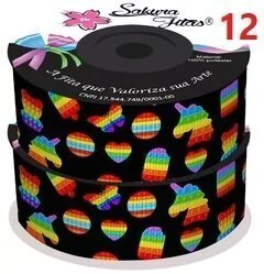 Fita de Gorgurão Estampada POPIT 38mm